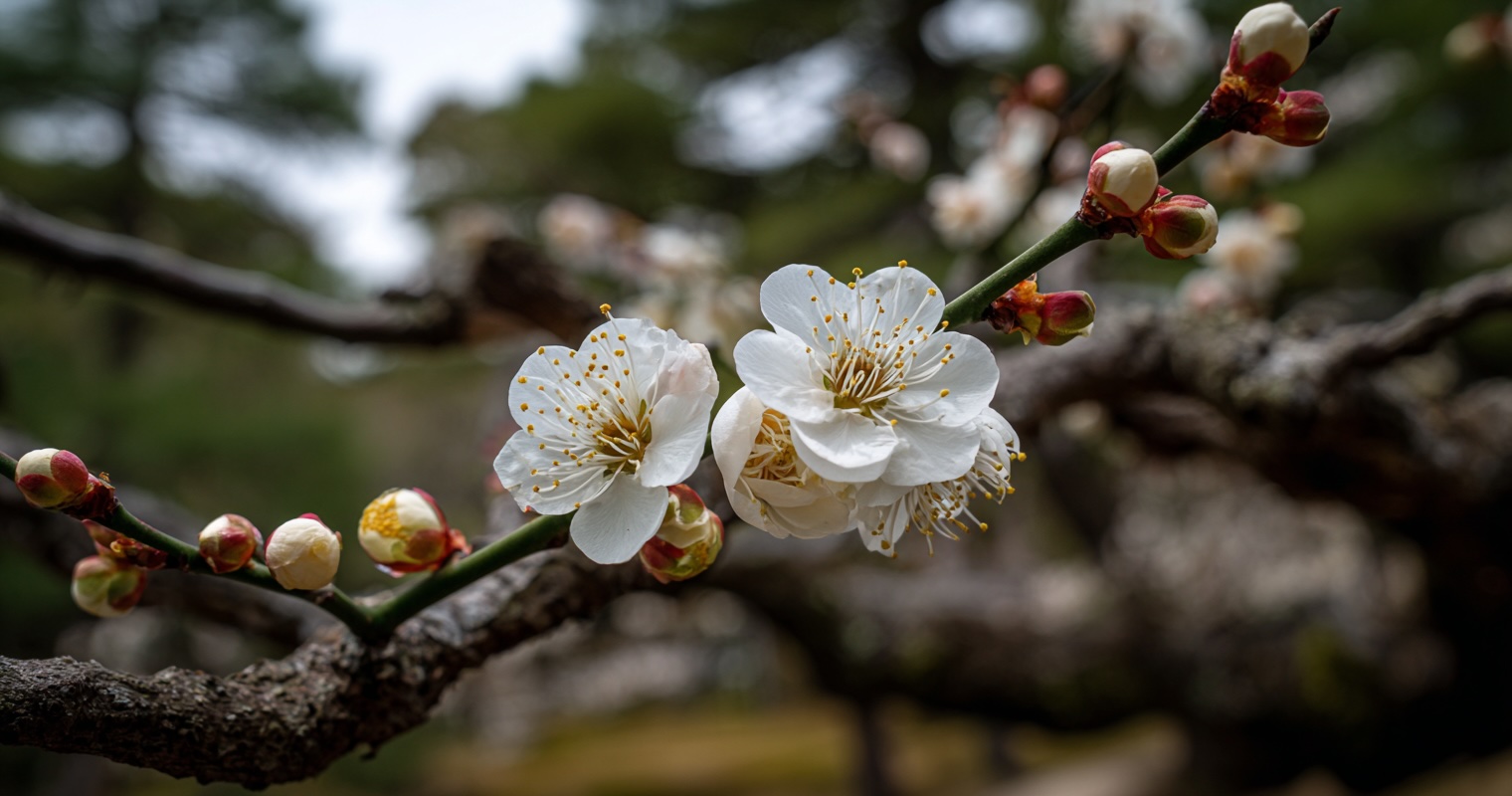 Kairaku-en plum blossoms in spring